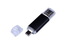 USB-флешка на 32 Гб c двумя дополнительными разъемами MicroUSB и TypeC, черный, изображение 4