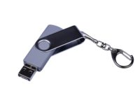 USB-флешка на 32 Гб поворотный механизм, c двумя дополнительными разъемами MicroUSB и TypeC, серебро, изображение 2