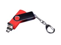 USB-флешка на 32 Гб поворотный механизм, c двумя дополнительными разъемами MicroUSB и TypeC, красный, изображение 3