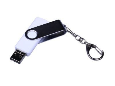 USB-флешка на 32 Гб поворотный механизм, c двумя дополнительными разъемами MicroUSB и TypeC, белый, изображение 2