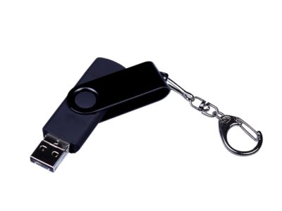 USB-флешка на 32 Гб 3 в 1 поворотный механизм, c двумя дополнительными разъемами MicroUSB и TypeC C с одноцветным металлическим клипом, черный, изображение 2