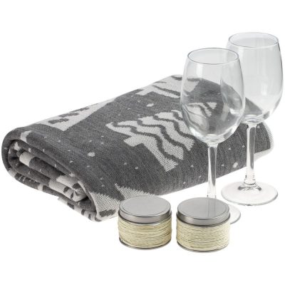 Набор с пледом и бокалами для вина «Снежность», ваниль, изображение 2