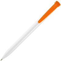 Ручка шариковая Favorite, белая с оранжевым, изображение 3