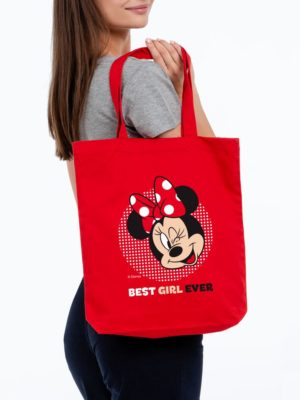 Холщовая сумка «Минни Маус. Best Girl Ever», красная, изображение 1