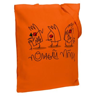 Холщовая сумка «Полный птц», оранжевая, изображение 1