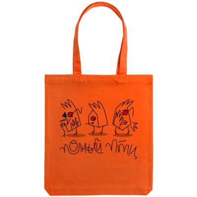 Холщовая сумка «Полный птц», оранжевая, изображение 2