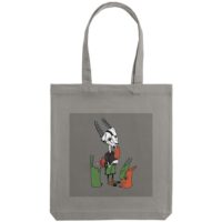Холщовая сумка «Зайцы и морковное мороженое», серая, изображение 2