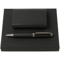 Набор Hugo Boss: визитница с аккумулятором 4000 мАч и ручка, черный, изображение 1