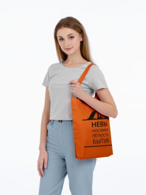 Холщовая сумка «Невыносимая», оранжевая, изображение 3