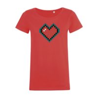 Футболка женская Pixel Heart, красная, изображение 1