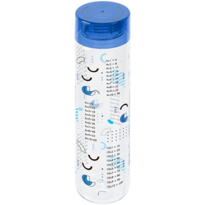 Бутылка для воды «Шпаргалка. Таблица умножения», прозрачная с синей крышкой, изображение 1