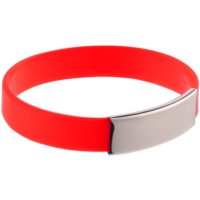 Силиконовый браслет Brisky с металлическим шильдом, красный, изображение 1
