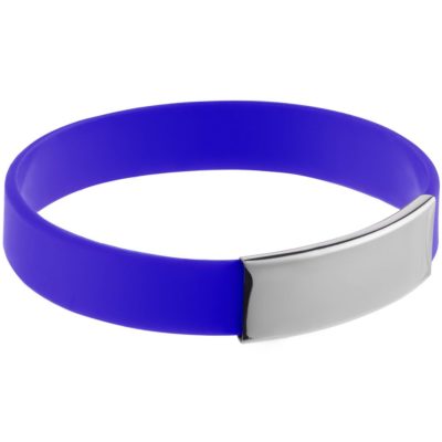 Силиконовый браслет Brisky с металлическим шильдом, синий, изображение 1