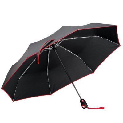 Складной зонт Drizzle, черный с красным, изображение 1