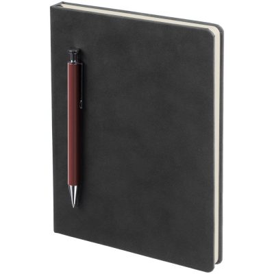 Ежедневник Magnet с ручкой, черный с коричневым, изображение 1