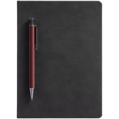 Ежедневник Magnet с ручкой, черный с коричневым, изображение 2