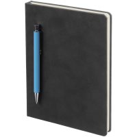 Ежедневник Magnet с ручкой, черный с голубым, изображение 1