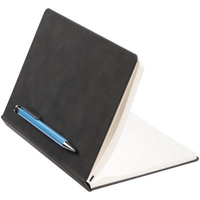 Ежедневник Magnet с ручкой, черный с голубым, изображение 3