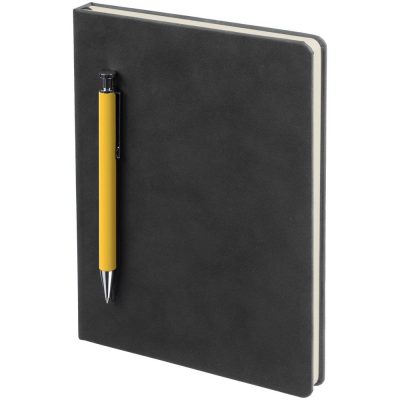 Ежедневник Magnet с ручкой, черный с желтым, изображение 1