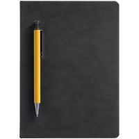 Ежедневник Magnet с ручкой, черный с желтым, изображение 2