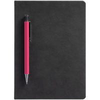 Ежедневник Magnet с ручкой, черный с розовым, изображение 2