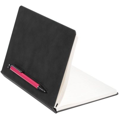 Ежедневник Magnet с ручкой, черный с розовым, изображение 3