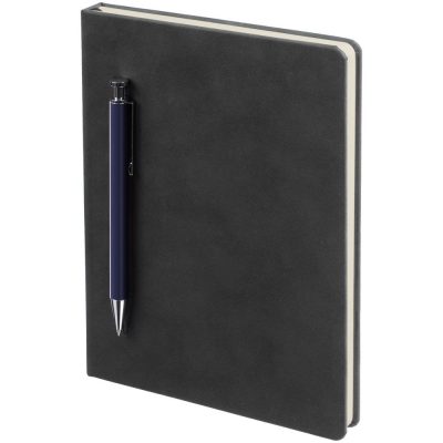 Ежедневник Magnet с ручкой, черный с синим, изображение 1