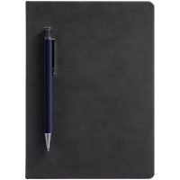 Ежедневник Magnet с ручкой, черный с синим, изображение 2