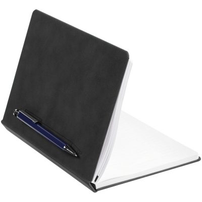 Ежедневник Magnet с ручкой, черный с синим, изображение 3