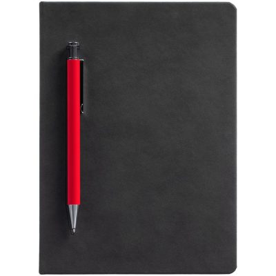Ежедневник Magnet с ручкой, черный с красным, изображение 2