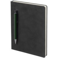 Ежедневник Magnet с ручкой, черный с зеленым, изображение 1