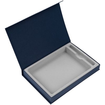 Коробка Silk с ложементом под ежедневник и ручку, синяя, изображение 1