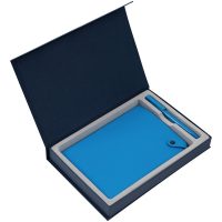 Коробка Silk с ложементом под ежедневник и ручку, синяя, изображение 3