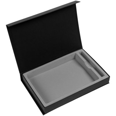 Коробка Silk с ложементом под ежедневник и ручку, черная, изображение 1