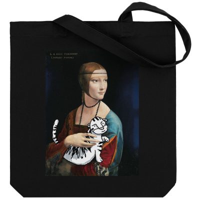 Холщовая сумка «Дама с тигром», черная, изображение 1