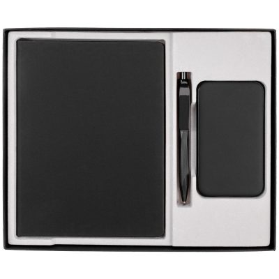 Коробка Overlap под ежедневник, аккумулятор и ручку, черная, изображение 3