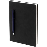 Ежедневник Magnet Chrome с ручкой, черный c синим, изображение 1
