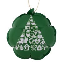 Новогодний самонадувающийся шарик, зеленый с белым рисунком, изображение 1