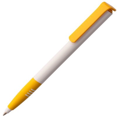 Ручка шариковая Senator Super Soft, белая с желтым, изображение 1
