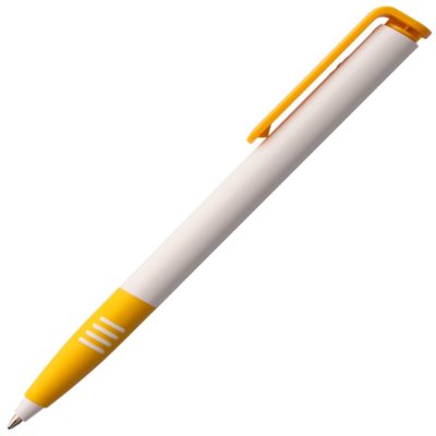 Ручка шариковая Senator Super Soft, белая с желтым, изображение 2
