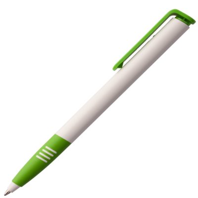 Ручка шариковая Senator Super Soft, белая с зеленым, изображение 2