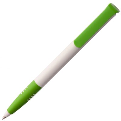 Ручка шариковая Senator Super Soft, белая с зеленым, изображение 3
