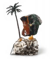 Часы «Пальмовый рай» из яшмы с бронзой, изображение 1
