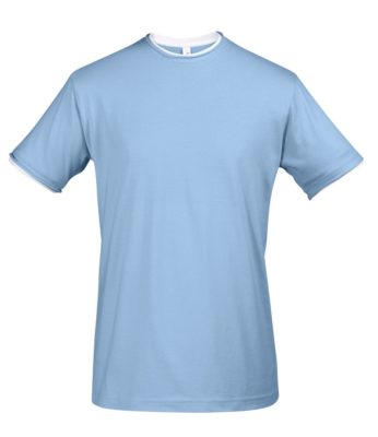 Футболка мужская с контрастной отделкой Madison 170, голубой/белый, изображение 1