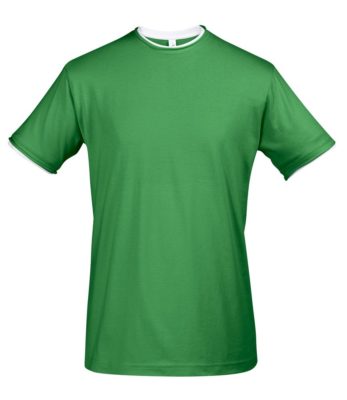 Футболка мужская с контрастной отделкой Madison 170, ярко-зеленый/белый, изображение 1