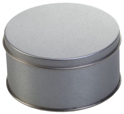 Коробка круглая, малая, серебристая, изображение 1