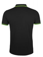 Рубашка поло мужская Pasadena Men 200 с контрастной отделкой, черная с зеленым, изображение 2