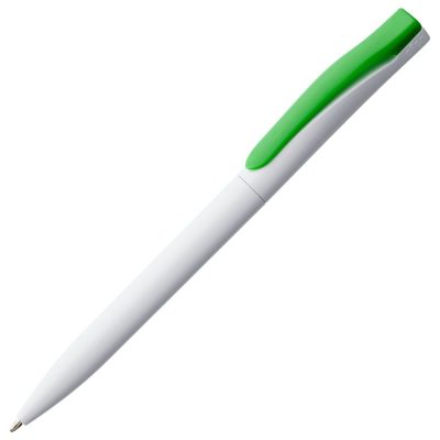 Ручка шариковая Pin, белая с зеленым, изображение 1