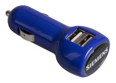 Автомобильное зарядное устройство с подсветкой Logocharger, синее, изображение 2
