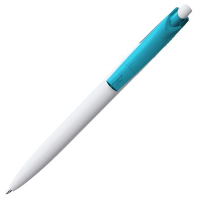 Ручка шариковая Bento, белая с голубым, изображение 3